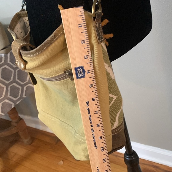 Myra bag cotton and leather conceal carry crossbody purse adjustable strap - Picture 7 of 9